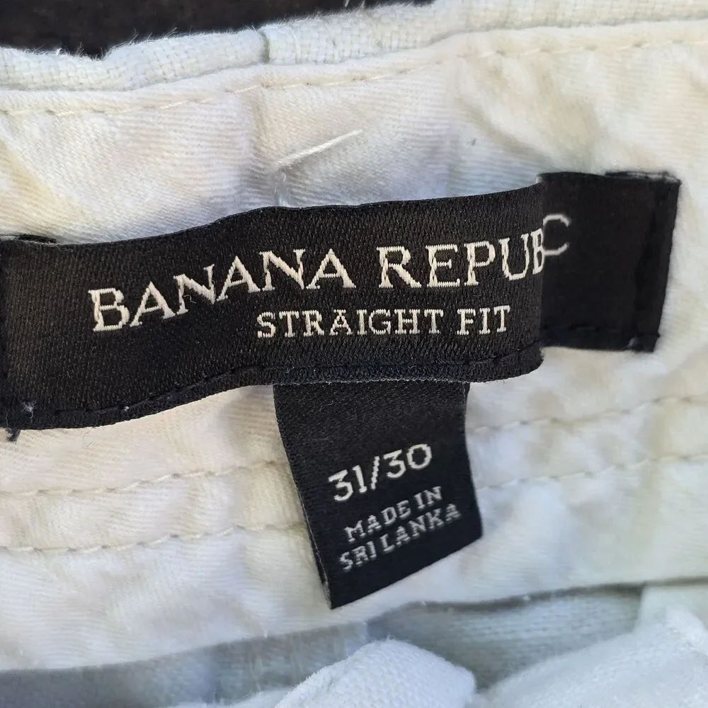 Banana Republic Mens Linen Cotton Pants Straight Fit 31 X 30 Drawstring Ivory